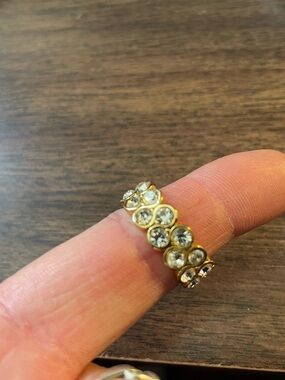 J Crew Gold-Tone Crystal Bezel Set Band Ring size 8